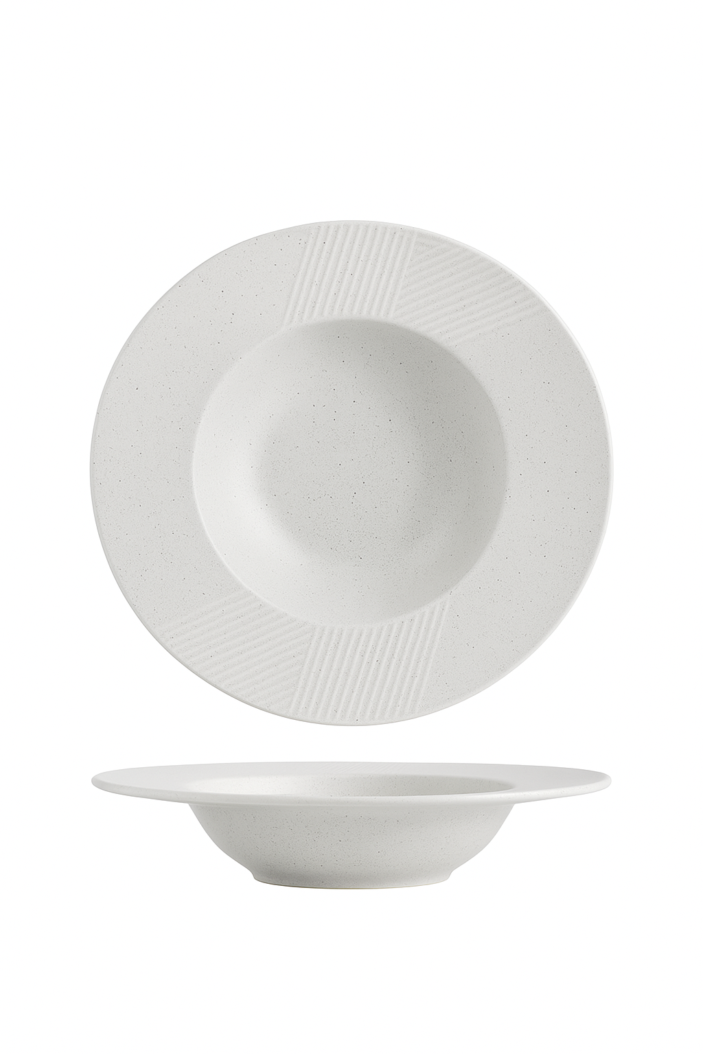 Assiette creuse ceramique style chapeau paille japonais rayures - vue 2 sur 3
