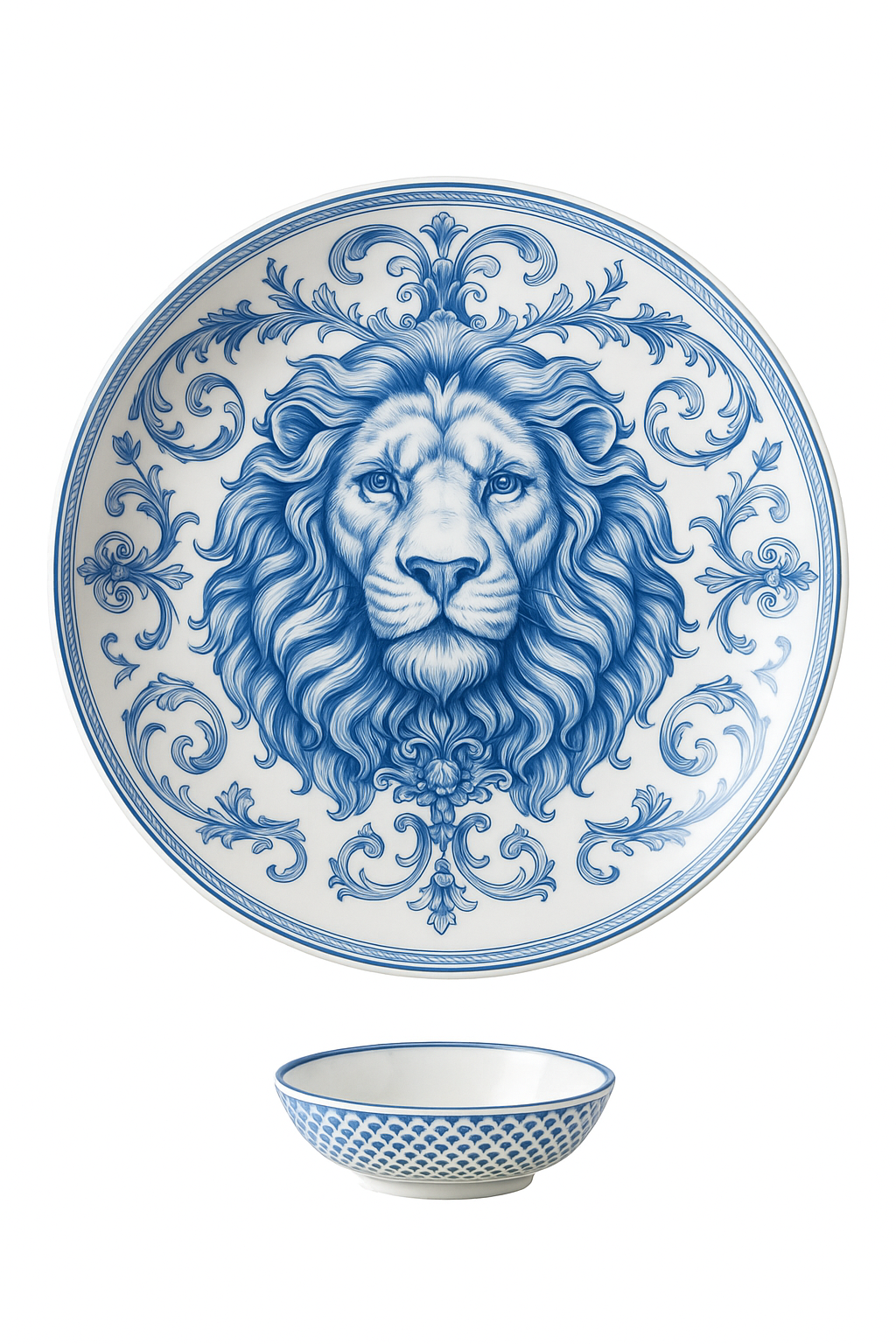 Assiette decorative ceramique motif lion deco murale - vue 2 sur 2