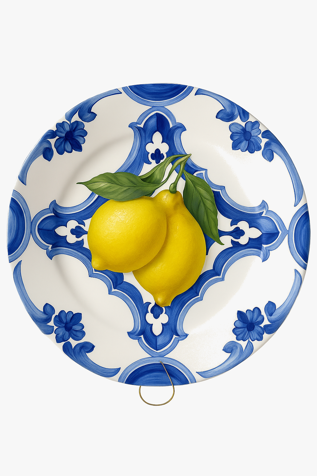 assiette decorative citron motif tranches style grec ceramique
