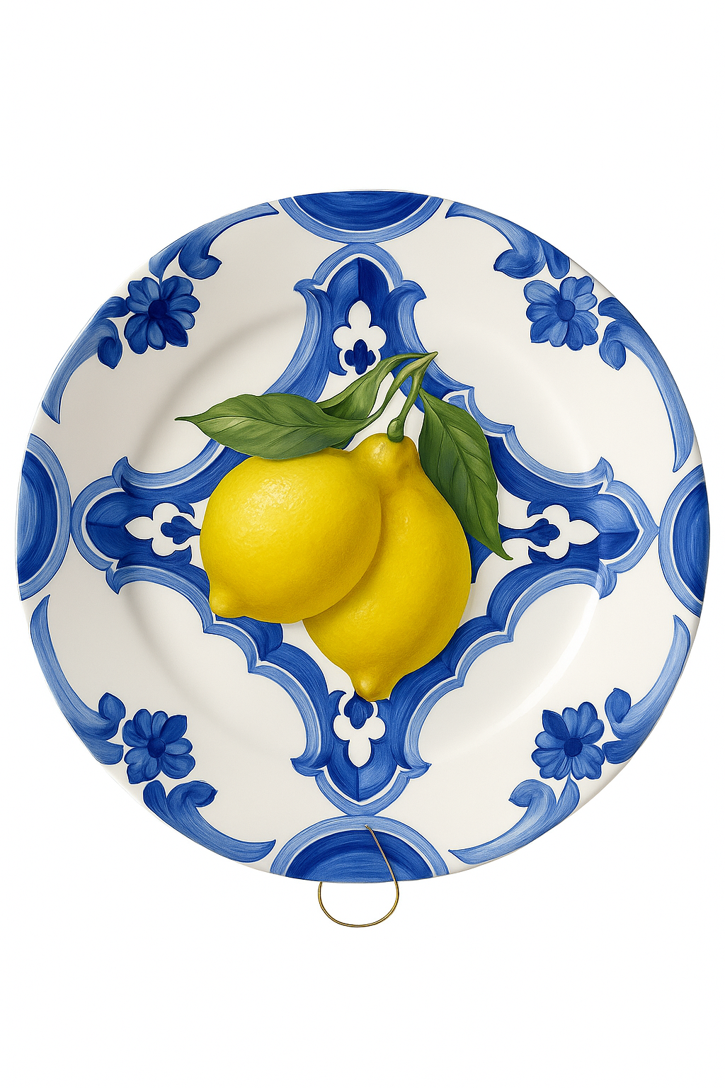assiette decorative citron motif tranches style grec ceramique - vue 2 sur 2