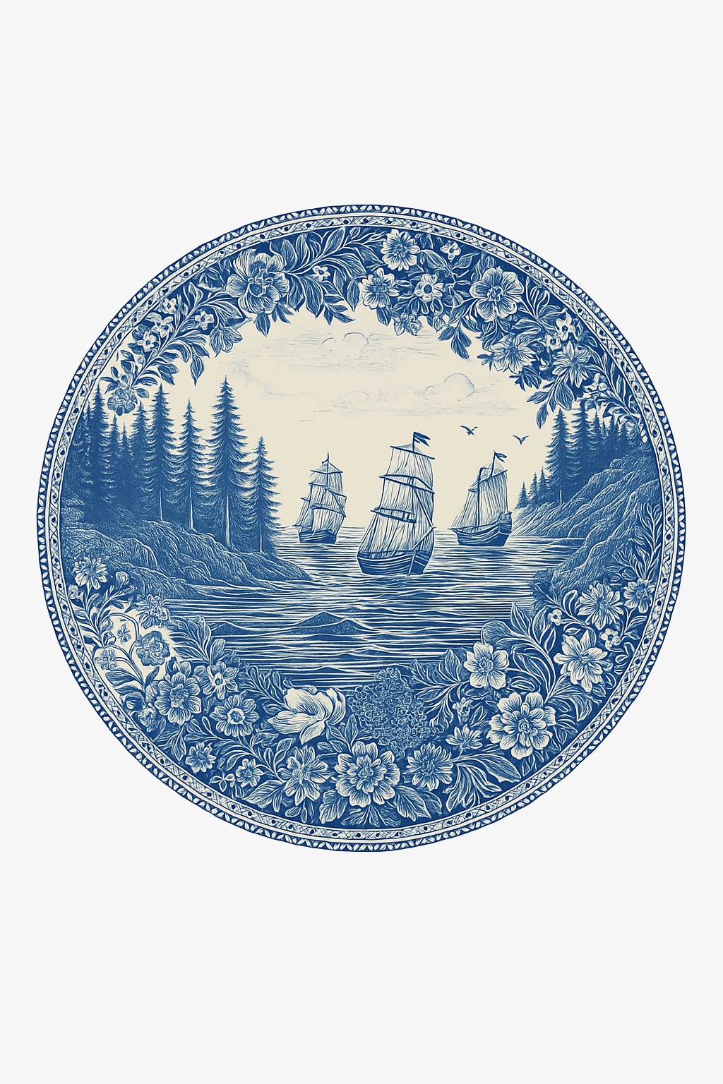 Assiette decorative vintage ceramique motif nautique murale suspendre