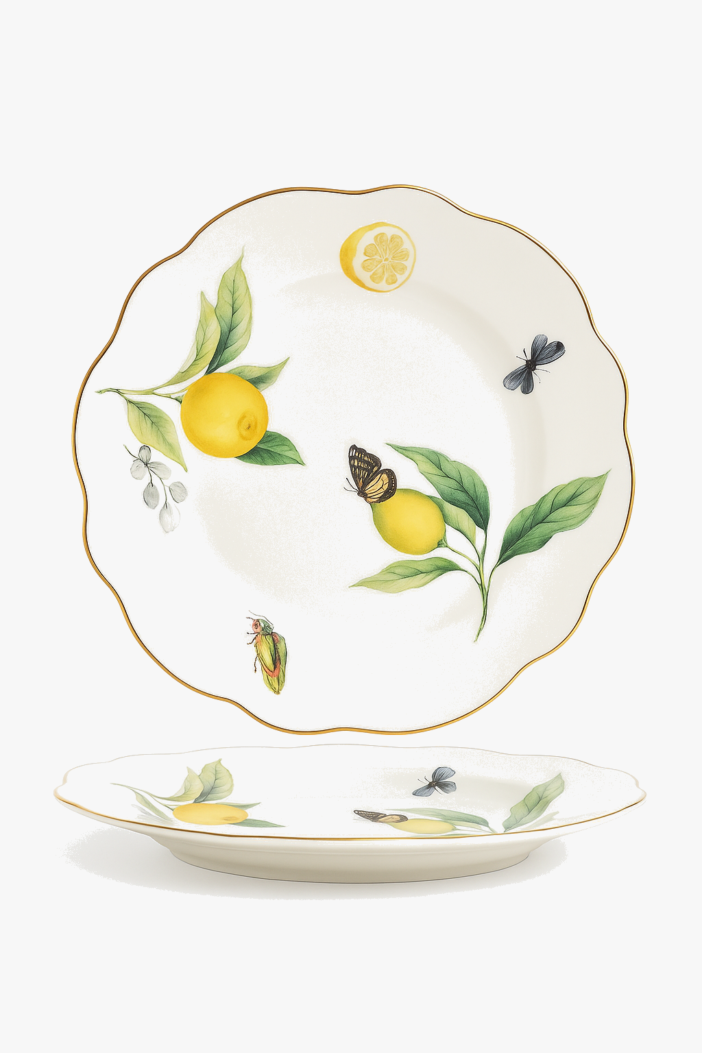 Assiette en ceramique motif citron style europeen elegante