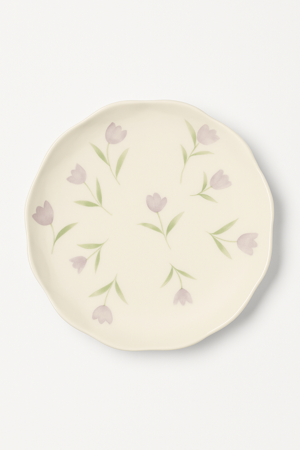 Assiette gateau ceramique style coreen motif floral irregulier - vue 2 sur 3