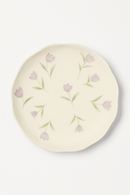 Assiette gateau ceramique style coreen motif floral irregulier