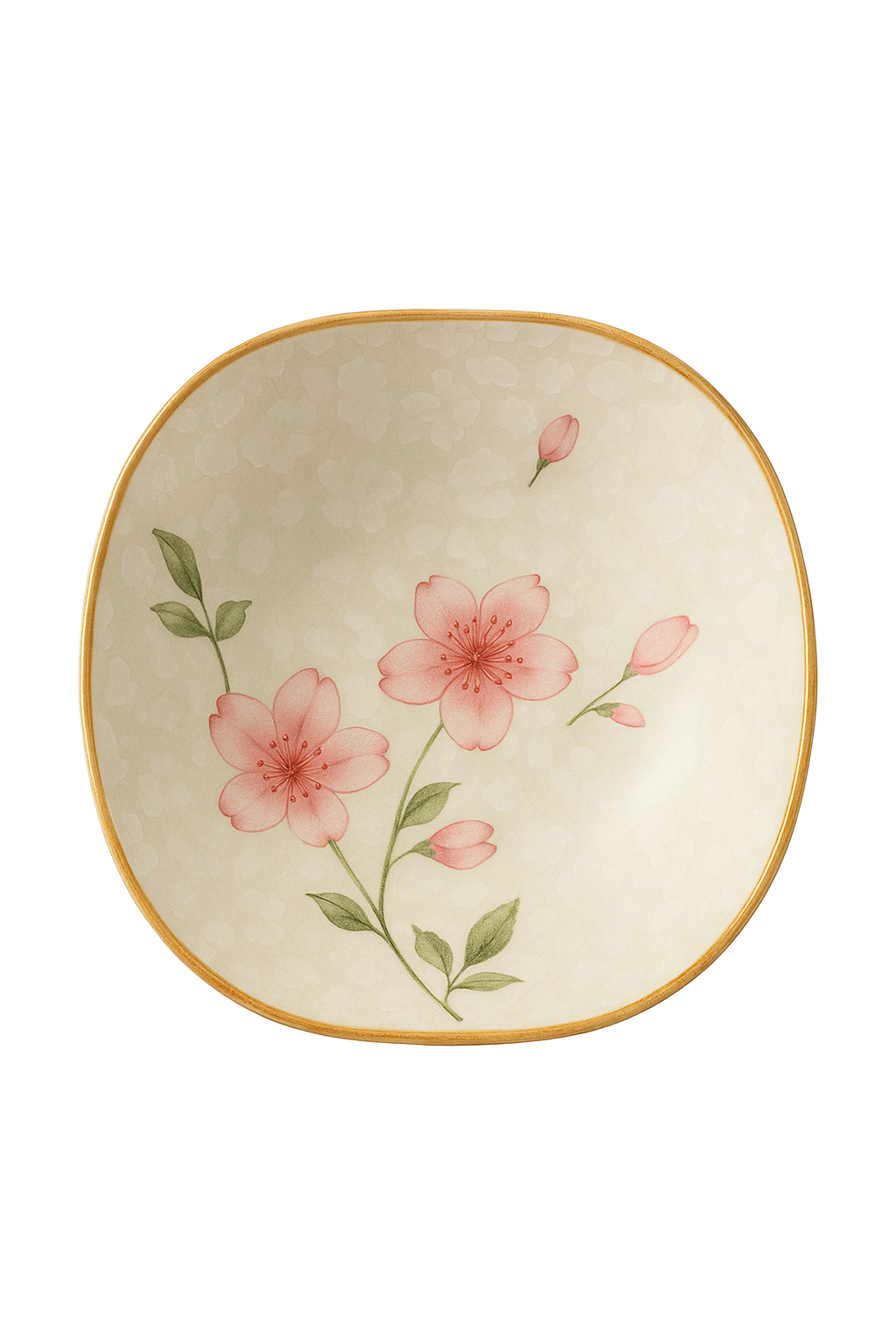 Assiette japonaise céramique motif floral bol profond - vue 2 sur 3