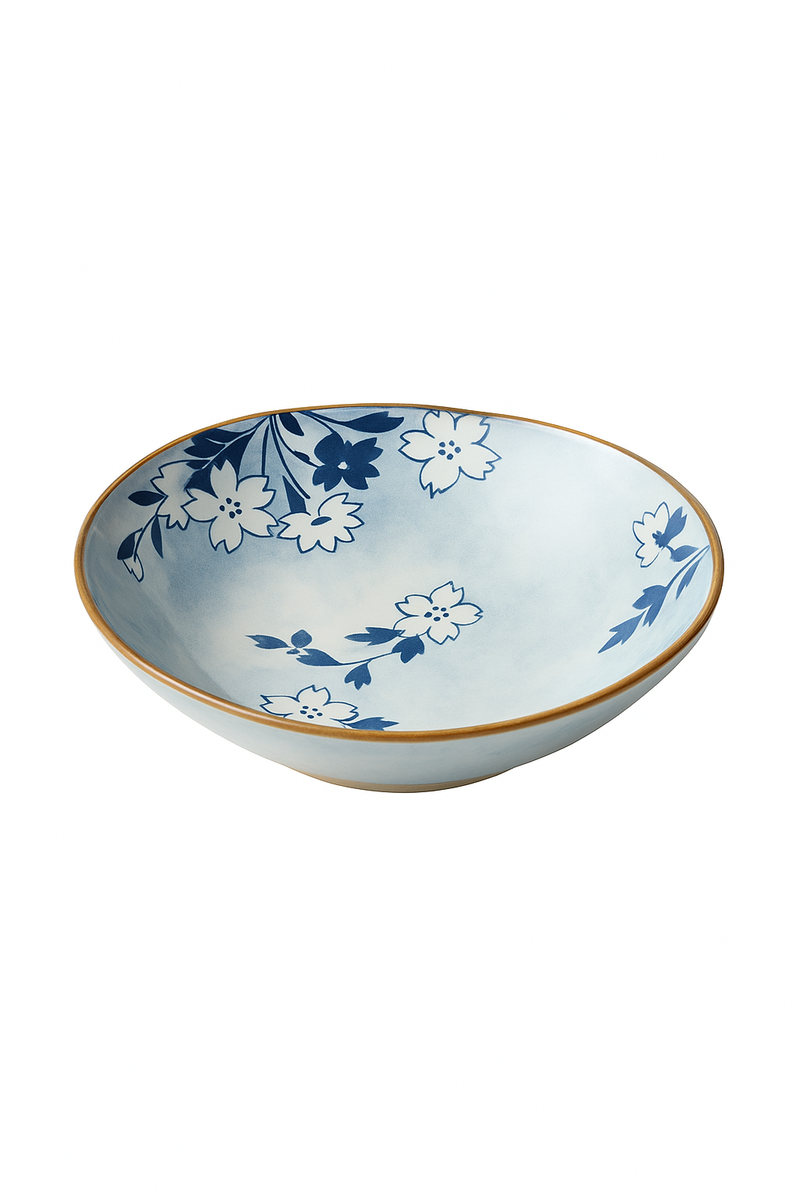 Assiette japonaise en céramique motif floral bol profond