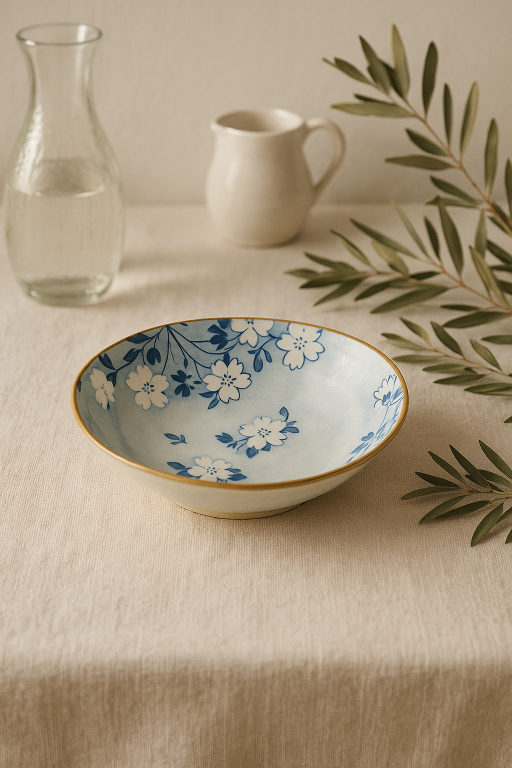 Assiette japonaise en céramique motif floral bol profond - vue 3 sur 3