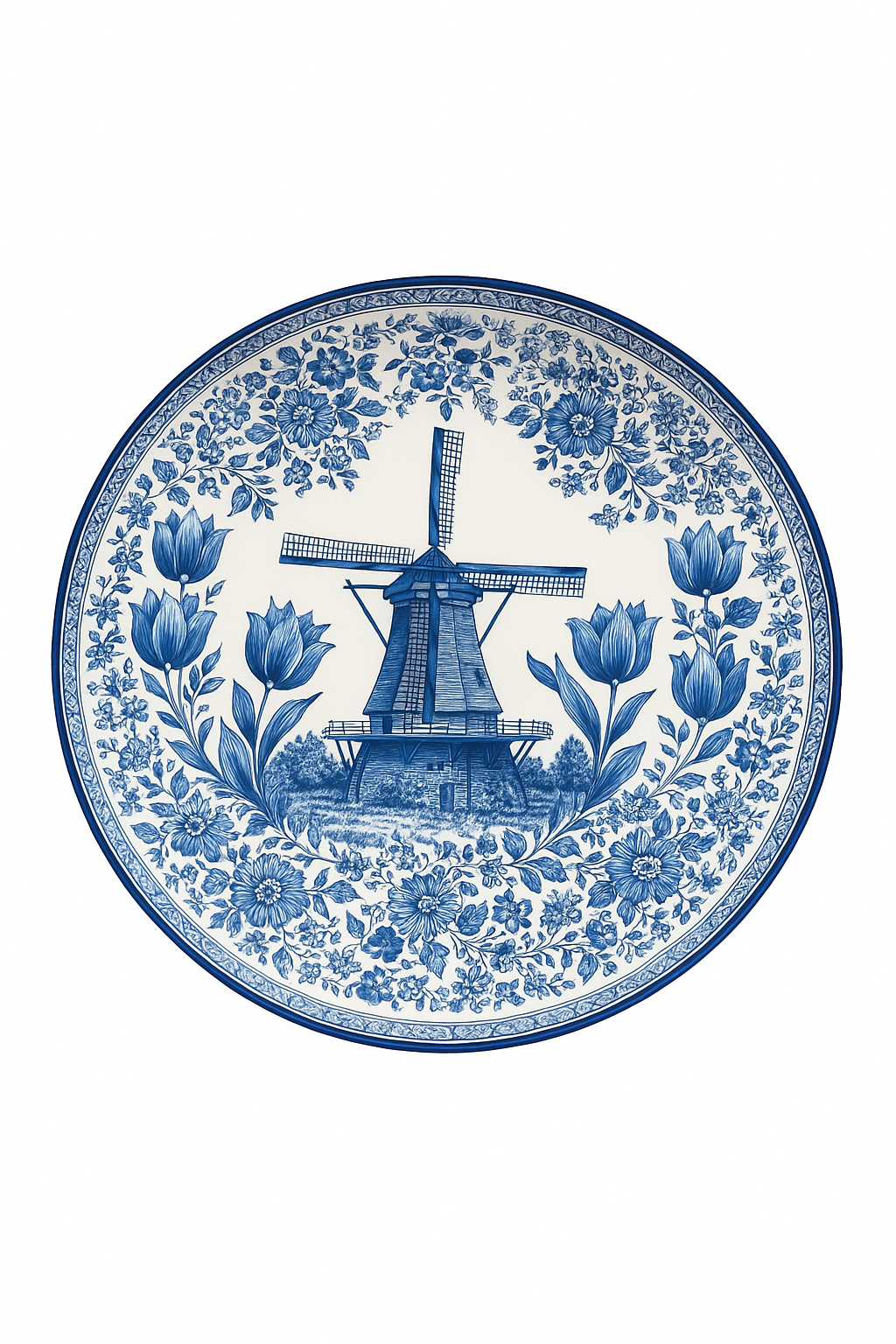 Assiette murale 20 cm porcelaine motif moulin vintage - vue 2 sur 2