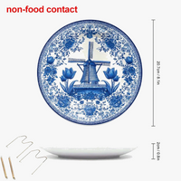 Assiette murale 20 cm porcelaine motif moulin vintage