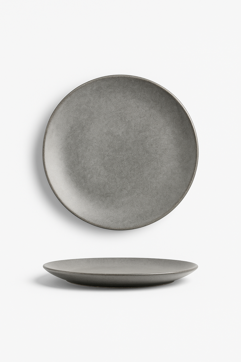 Assiette plate acier inoxydable style industriel camping