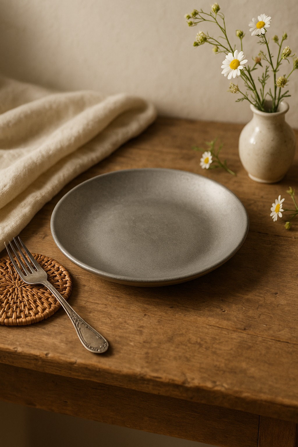 Assiette plate acier inoxydable style industriel camping - vue 3 sur 3