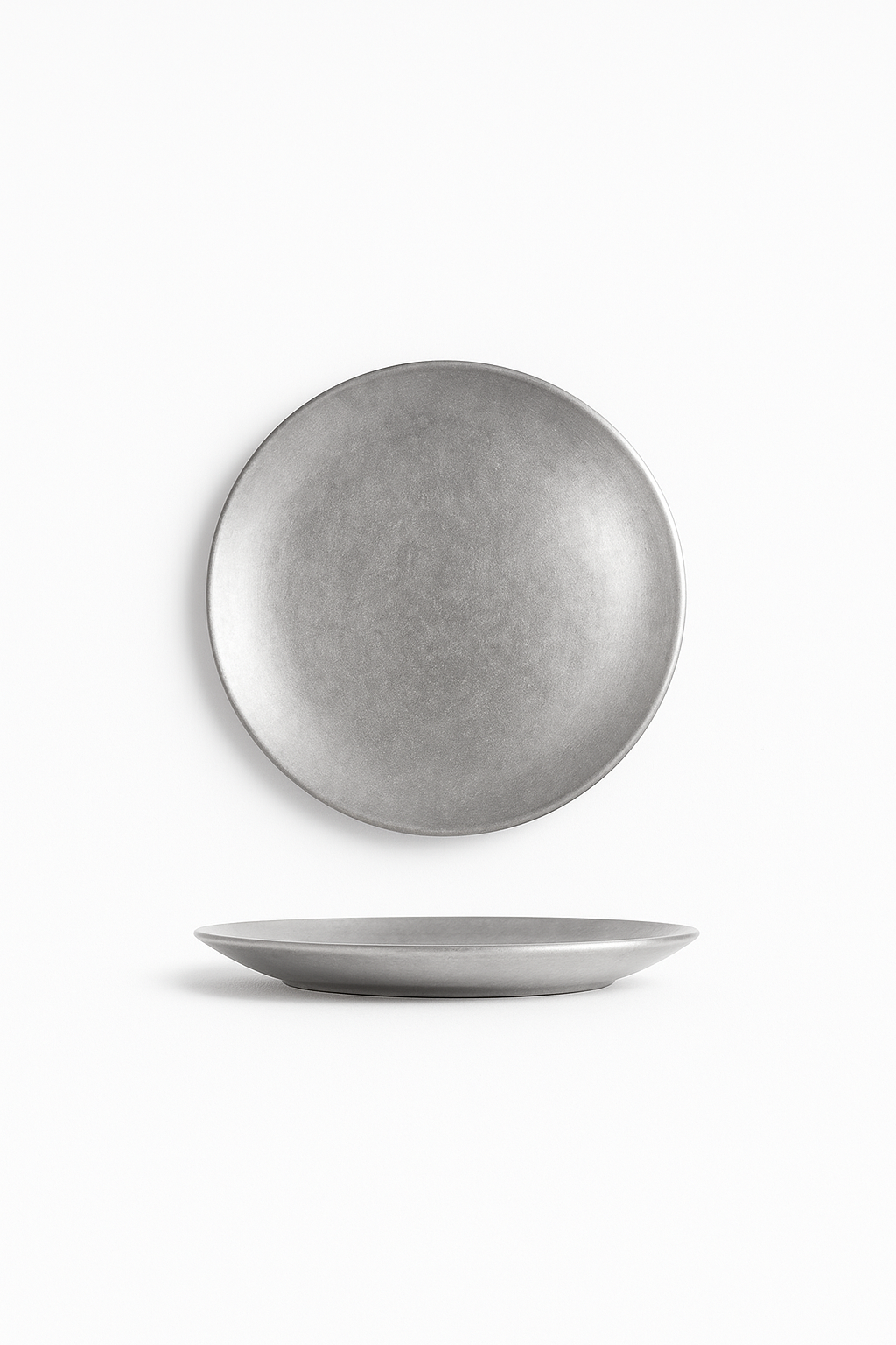 Assiette plate acier inoxydable style industriel camping - vue 2 sur 3
