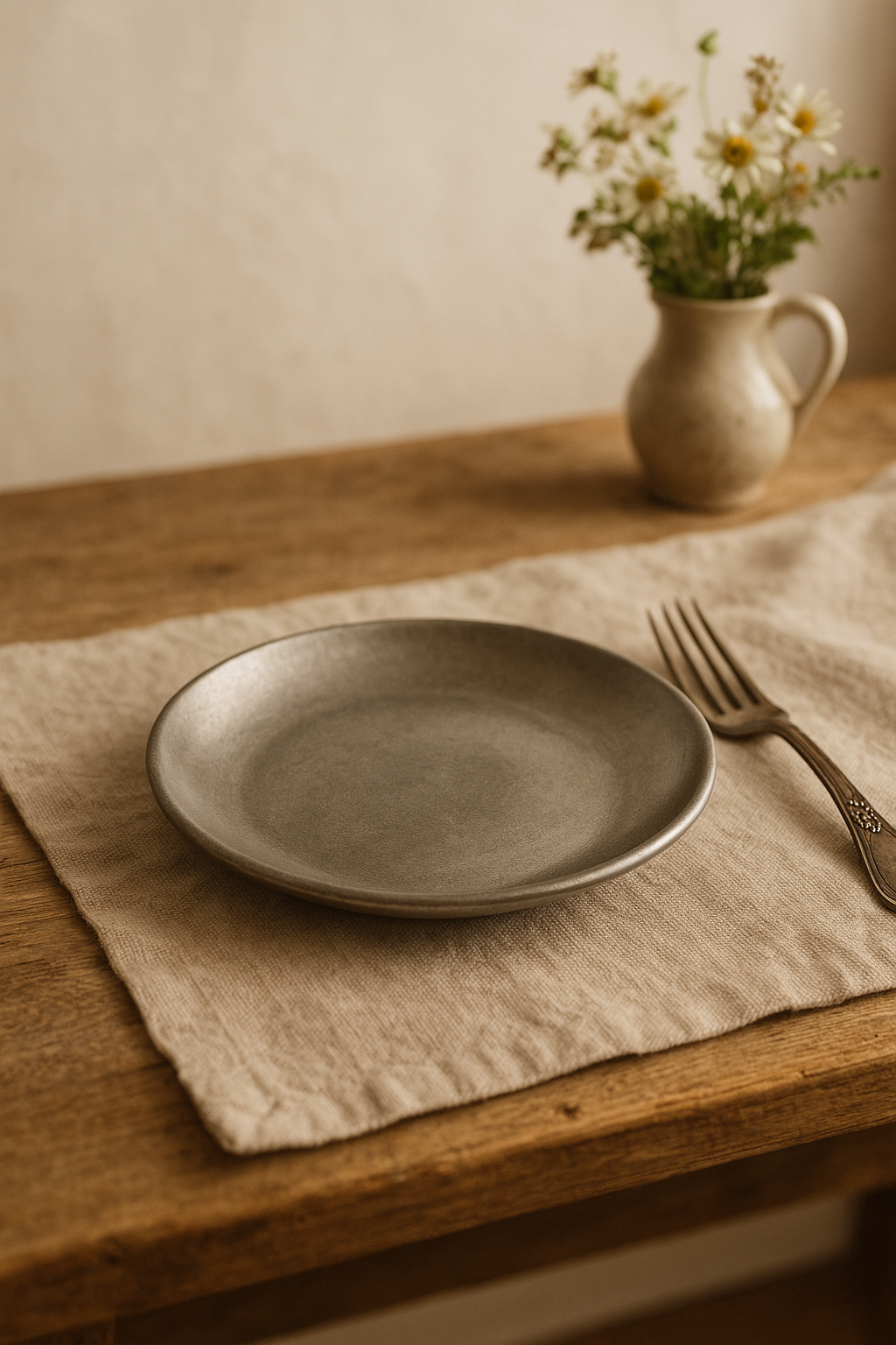 Assiette plate acier inoxydable style industriel camping - vue 3 sur 3