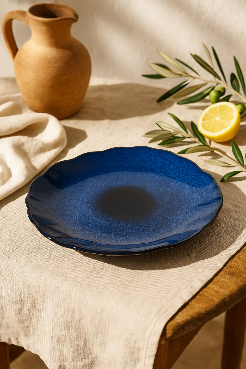 assiette plate céramique japonaise forme irrégulière style coquillage - vue 3 sur 3