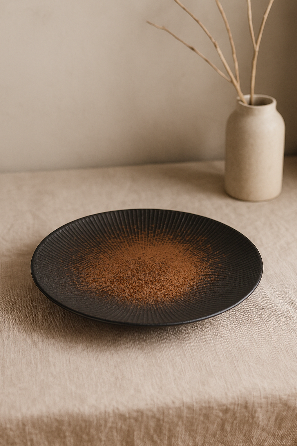 Assiette plate ceramique style japonais retro pates - vue 3 sur 3