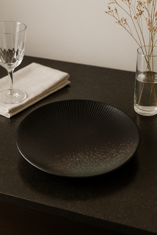 Assiette plate céramique style japonais rétro pour pâtes