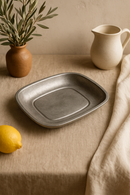 Assiette plate métal inox style industriel camping western