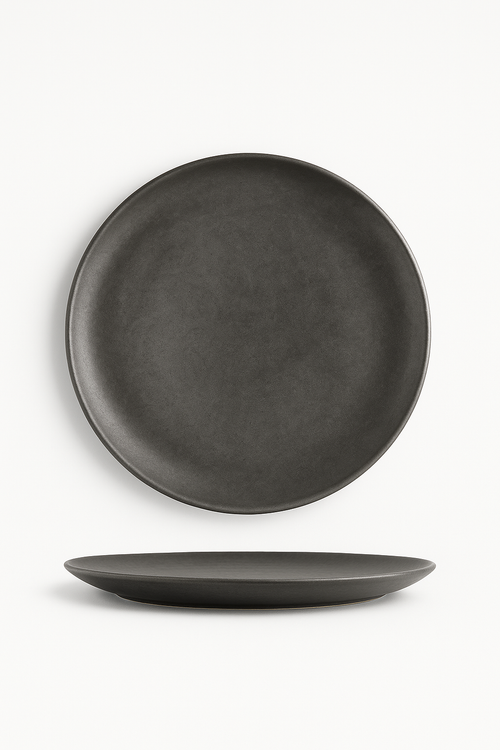 Assiette plate vintage acier inox style industriel camping