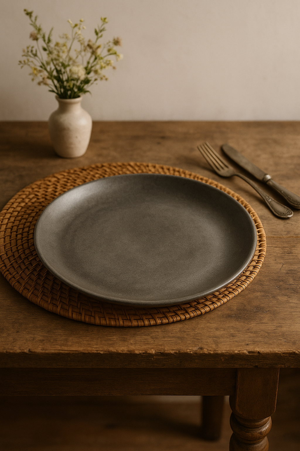 Assiette plate vintage acier inox style industriel camping - vue 3 sur 3