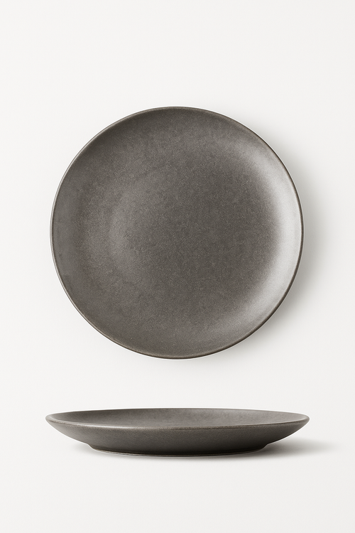 Assiette plate vintage acier inox style industriel camping