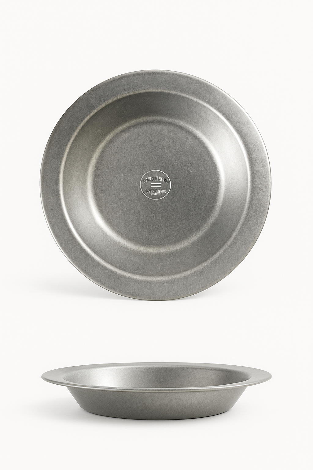 assiette plate vintage acier inox style industriel camping - vue 2 sur 3