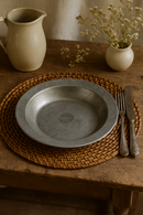 assiette plate vintage acier inox style industriel camping