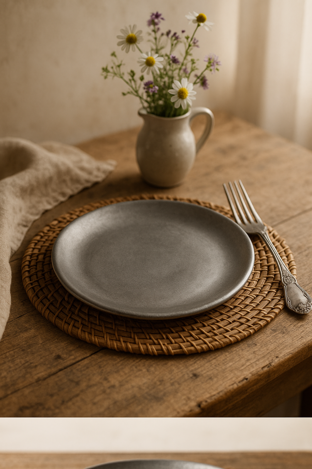 Assiette plate vintage acier inox style industriel camping - vue 3 sur 3