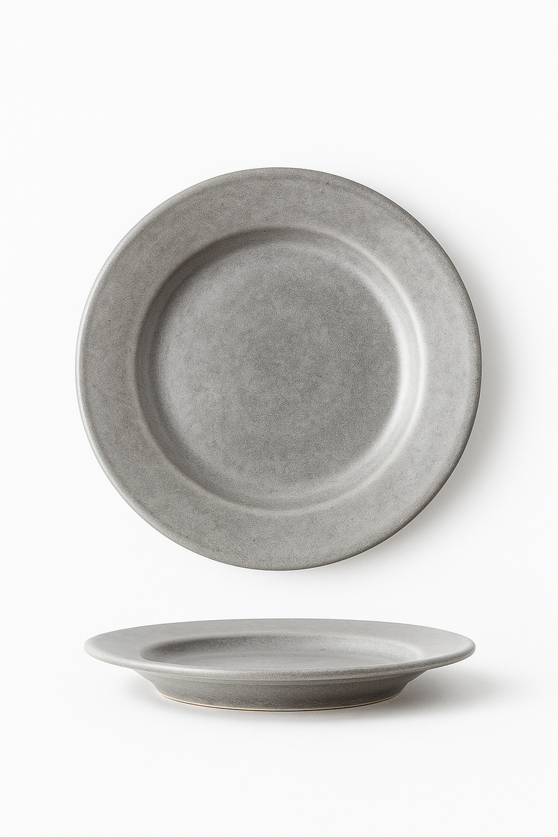 Assiette plate vintage acier inoxydable style industriel camping