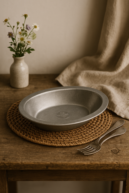 Assiette plate vintage acier inoxydable style industriel camping