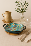assiette poisson ceramique boheme double anse service cuisson