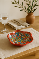 Assiette poisson céramique bohême double anses style décoratif