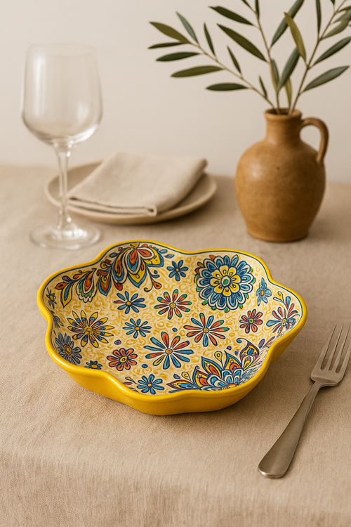 Assiette poisson ceramique style boheme double anse