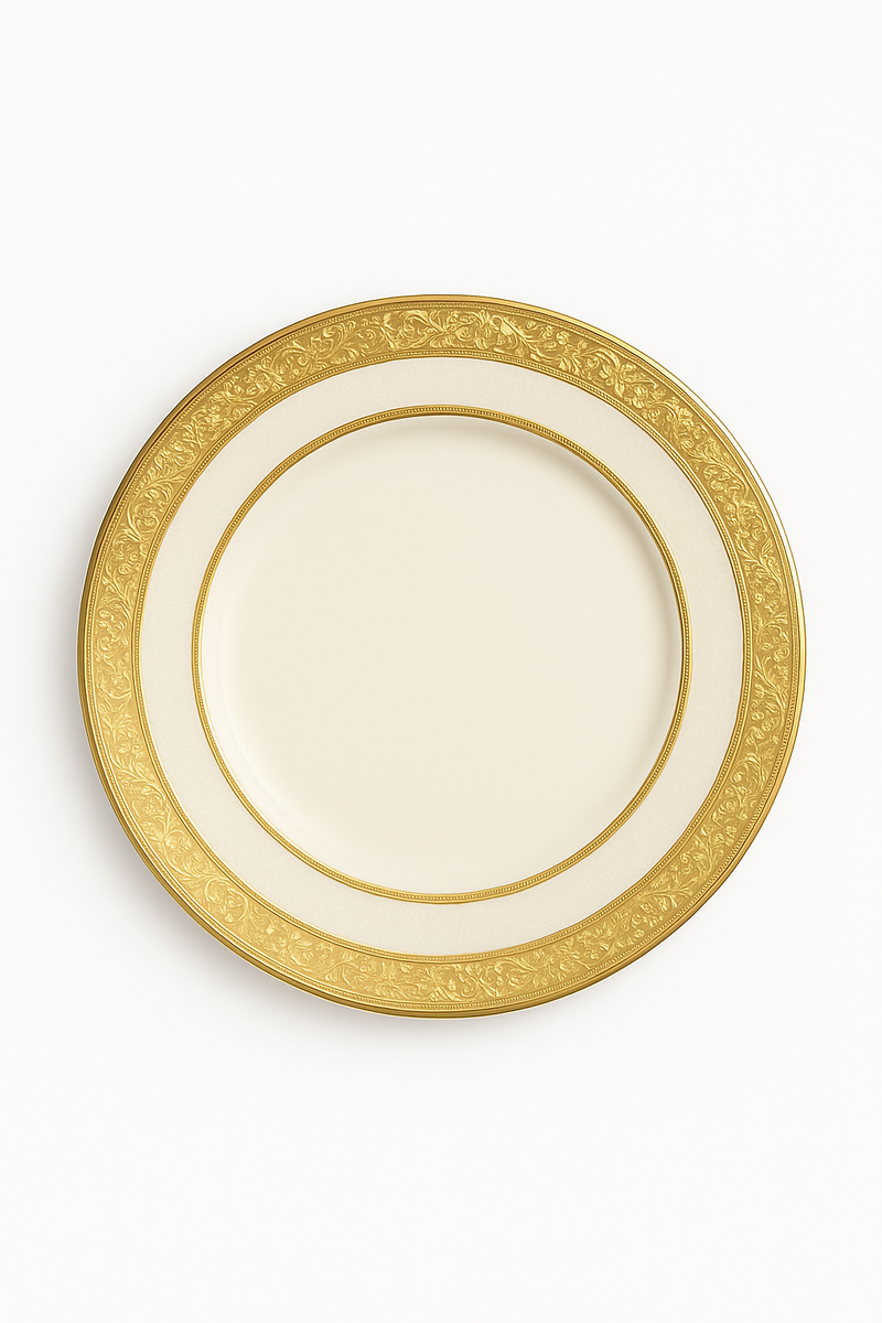 Assiette porcelaine style palais relief steak décoratif