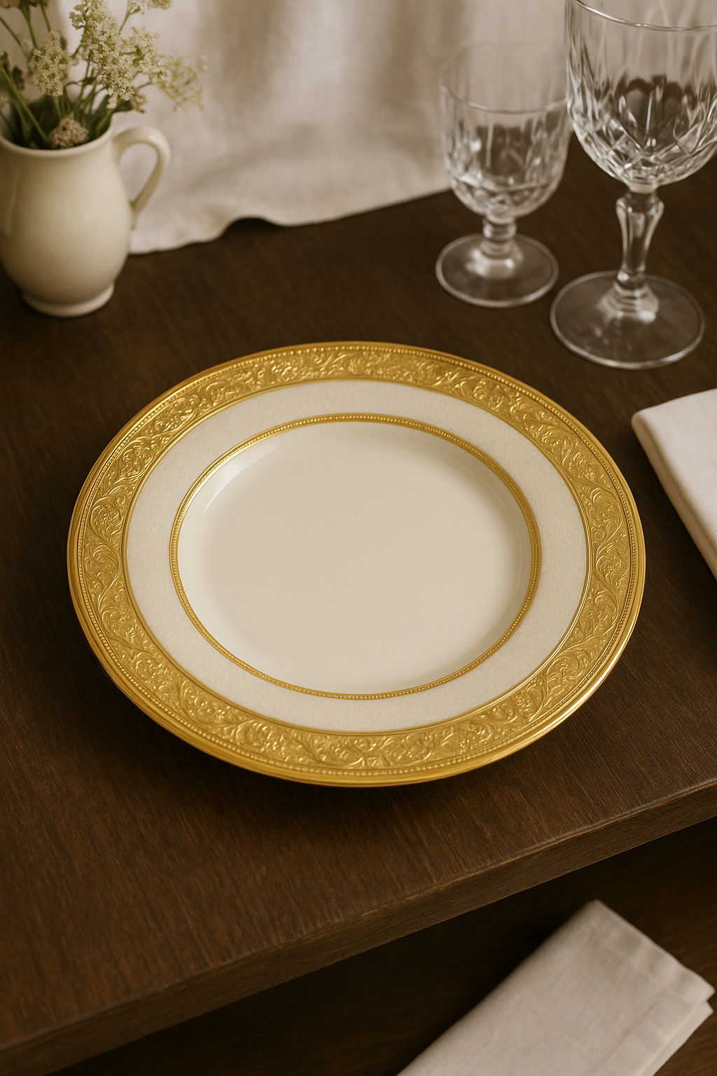 Assiette porcelaine style palais relief steak décoratif - vue 3 sur 3