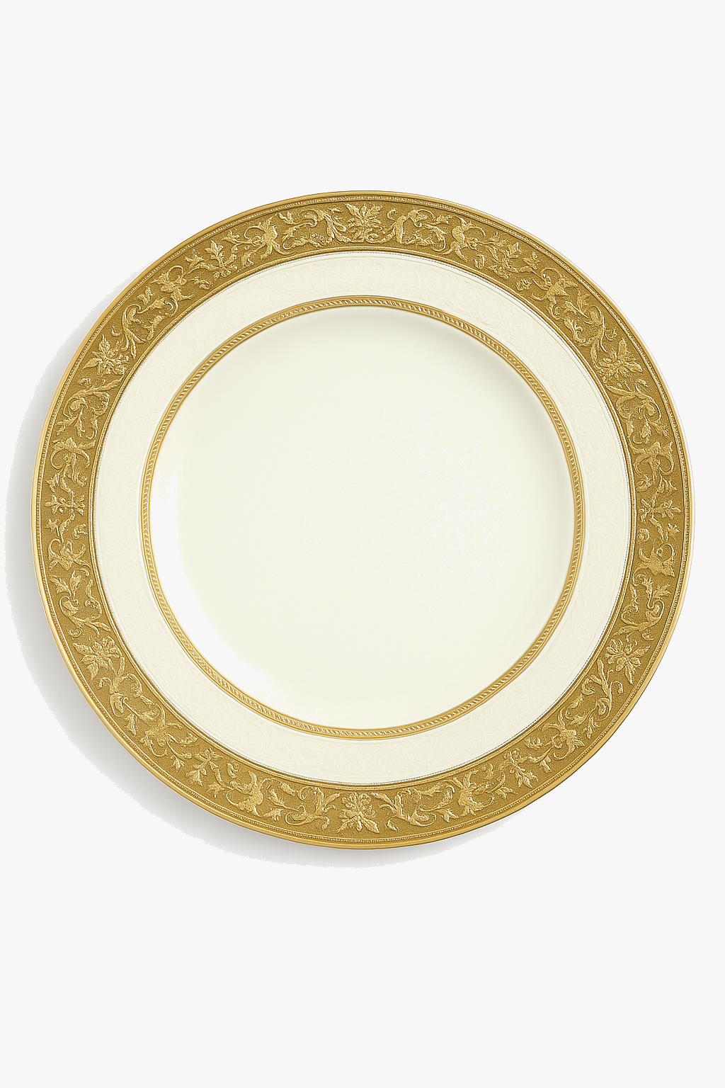 Assiette porcelaine style palais relief steak doré