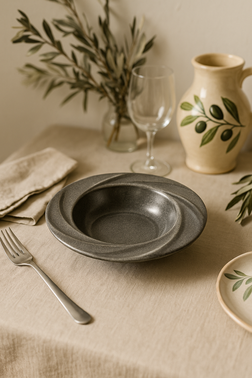 Assiette retro acier inoxydable style restaurant luxe
