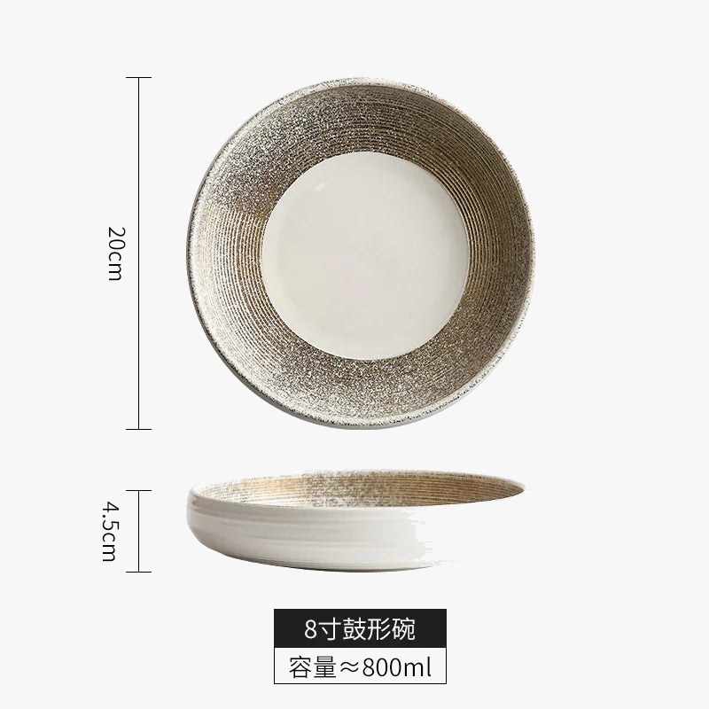Assiette steak céramique style nordique motif minimaliste