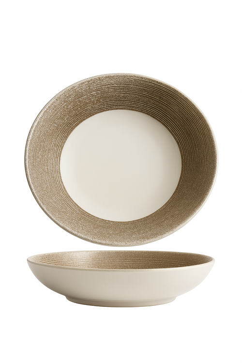 Assiette steak céramique style nordique motif minimaliste