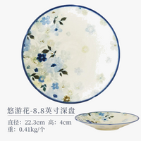 Assiettes céramique émaillée style floral japonais cuisine
