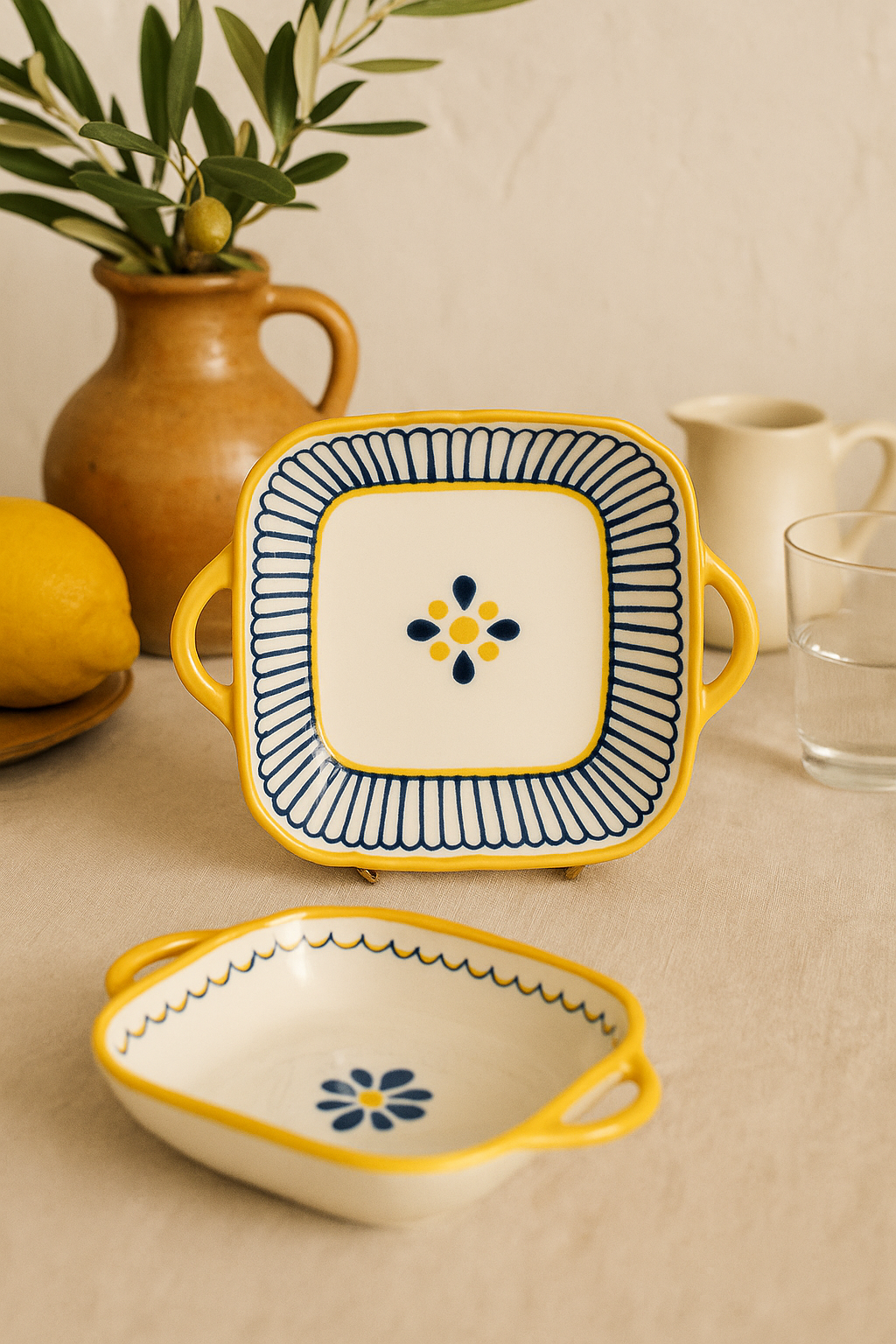 Assiettes céramique 20 cm japonais relief lot 4 - vue 3 sur 3
