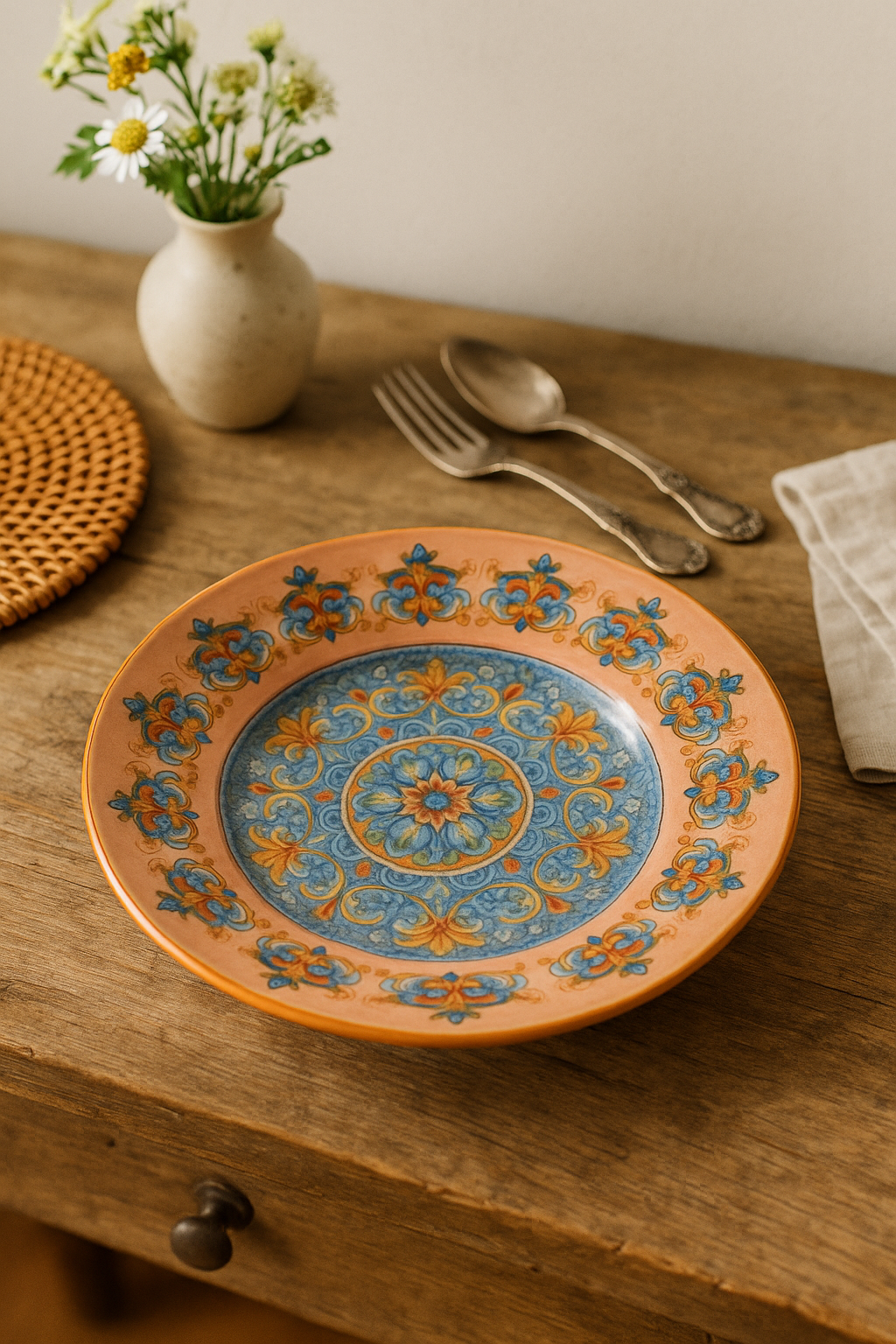 Assiettes ceramique boheme style western plate steak restaurant - vue 3 sur 3