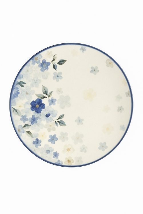 Assiettes ceramique emaillee motif floral style japon quotidien - vue 2 sur 2