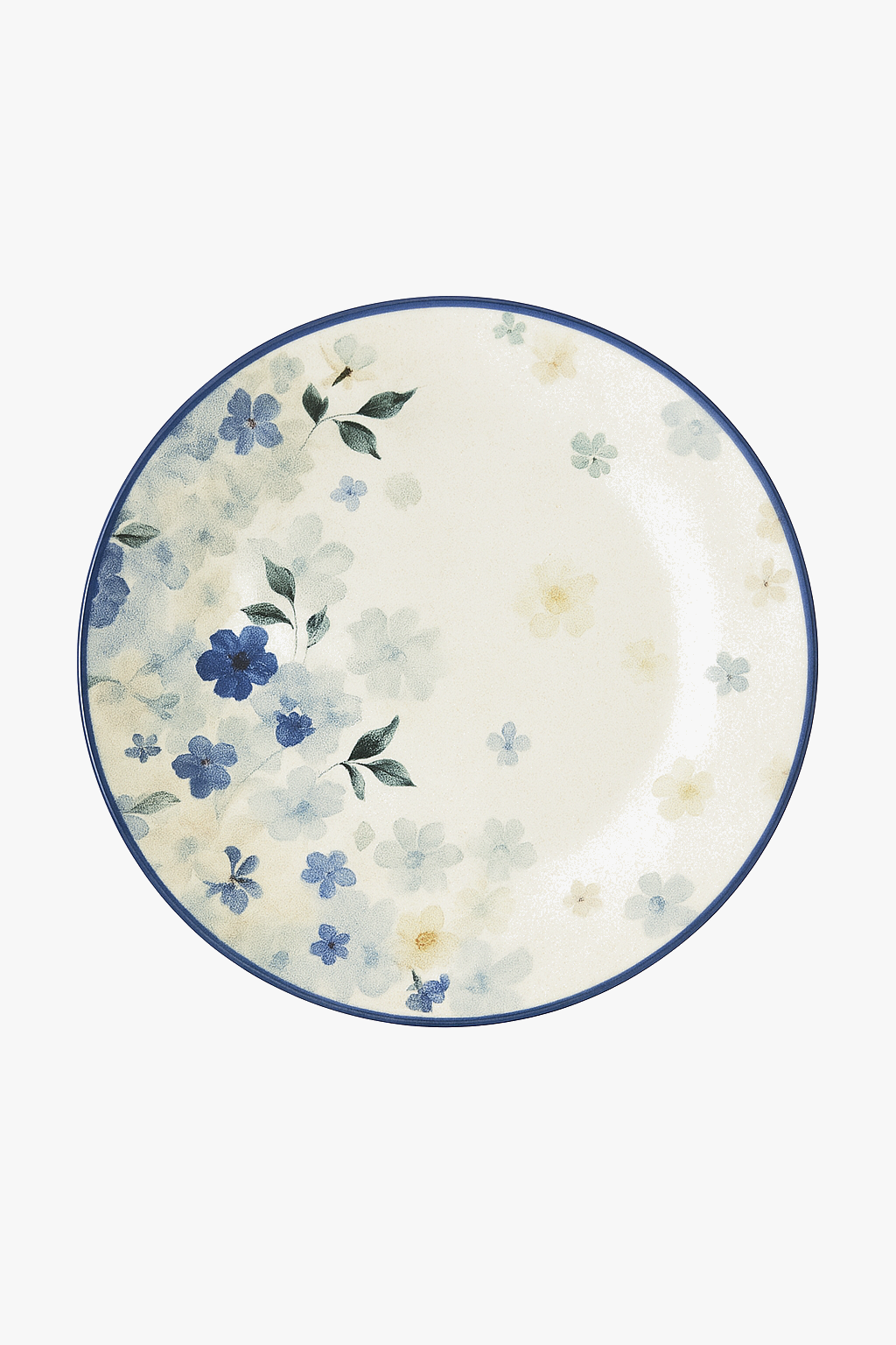 Glazed ceramic plates with floral Japanese-inspired design for daily use