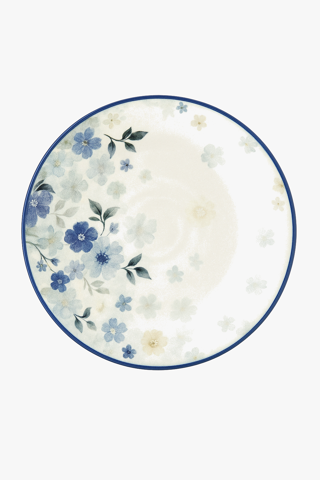 Glazed ceramic plates with Japanese floral design for everyday use