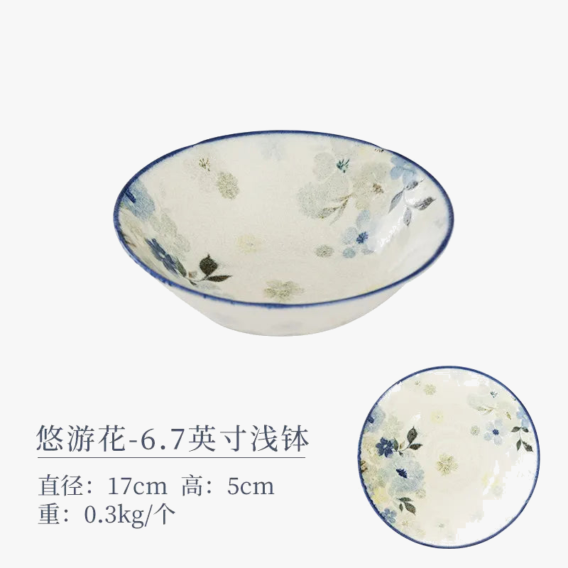 Assiettes ceramique emaillee style floral japonaises cuisine