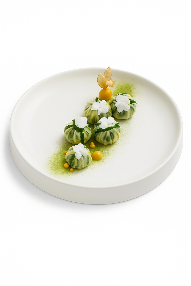Assiettes céramique rondes style japonais pour repas