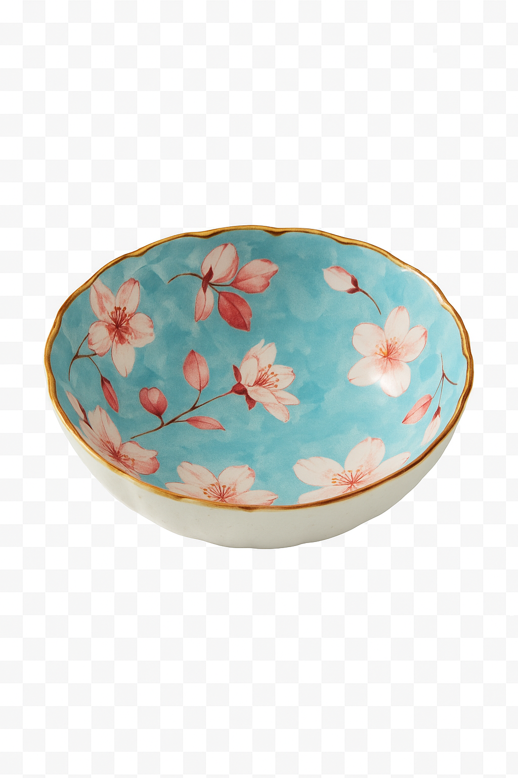 Assiettes creuses ceramique style japonais retro motif floral - vue 2 sur 2