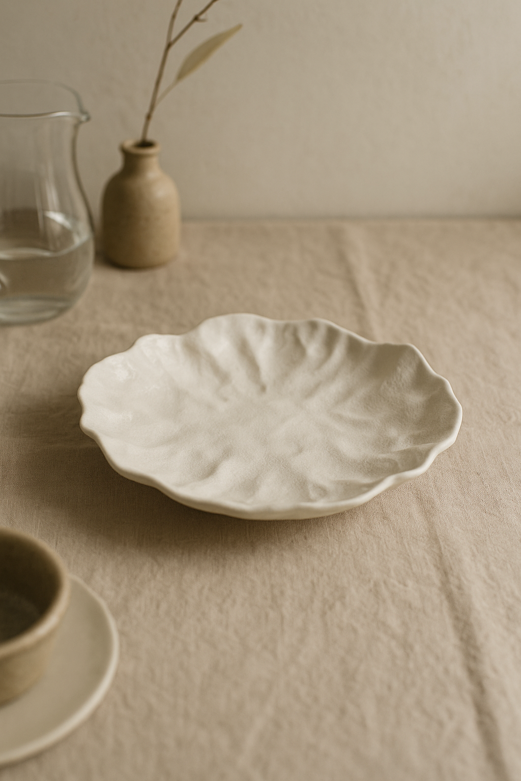 Assiettes creuses ceramique texture ridee style artisanal - vue 3 sur 3