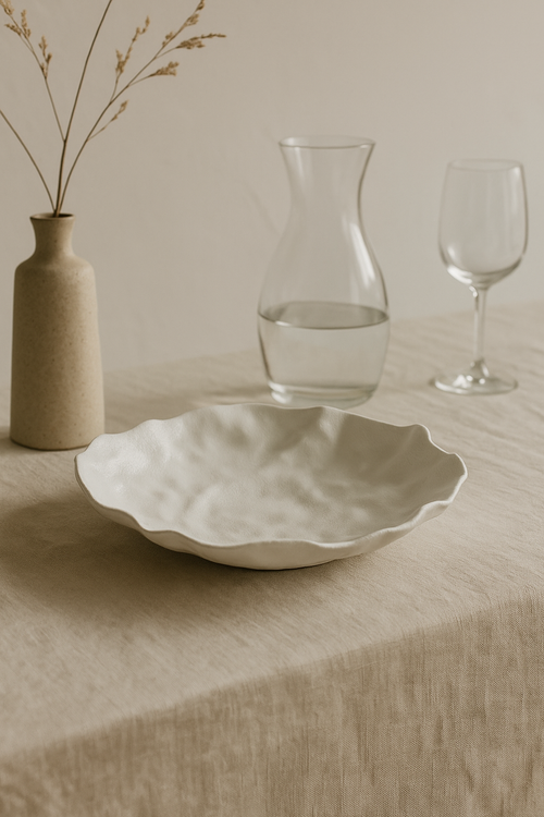 Assiettes creuses ceramique texture ridee style japonais