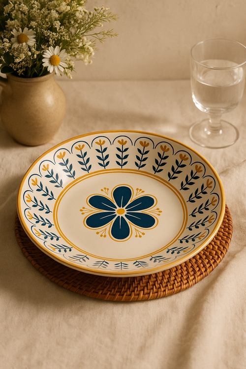Assiettes japonaises céramique relief 20cm lot 4